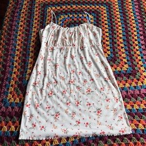 No Comment 2X White and Red Floral Ribbed Mini Dress